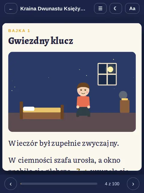 Czytnik online na telefonie: tryb nocny, rozmiar tekstu, czytanie na głos